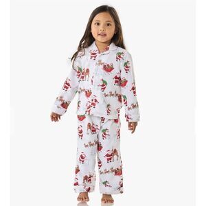 Pottery Barn Kids Heritage Santa Flannel Kids Pajama Set 4-T